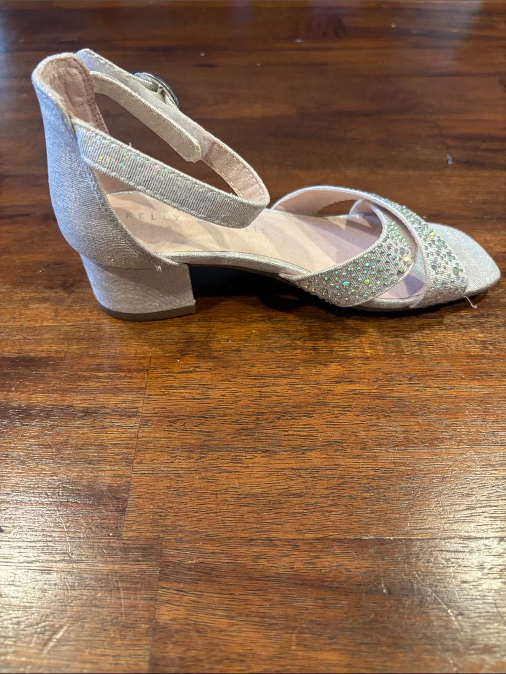 Kelly & Katie Glitter Cross-Strap Ankle Strap Sandals - silver. Size 13